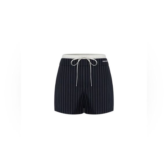 NWOT Ann Andelman black striped drawstring shorts - Picture 5 of 8